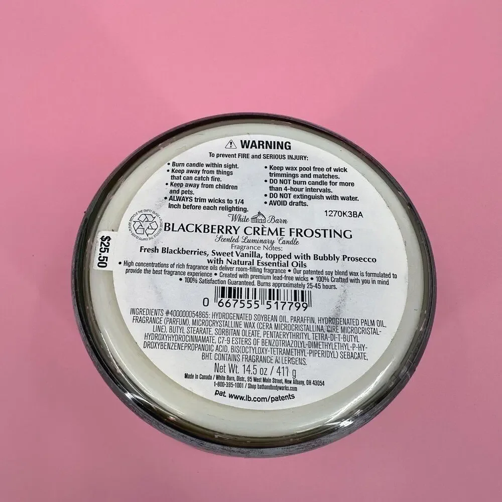 Blackberry Creme Frosting Candle White Barn BBW 3 Wick Jar 14.5 oz 411g - Picture 3 of 3